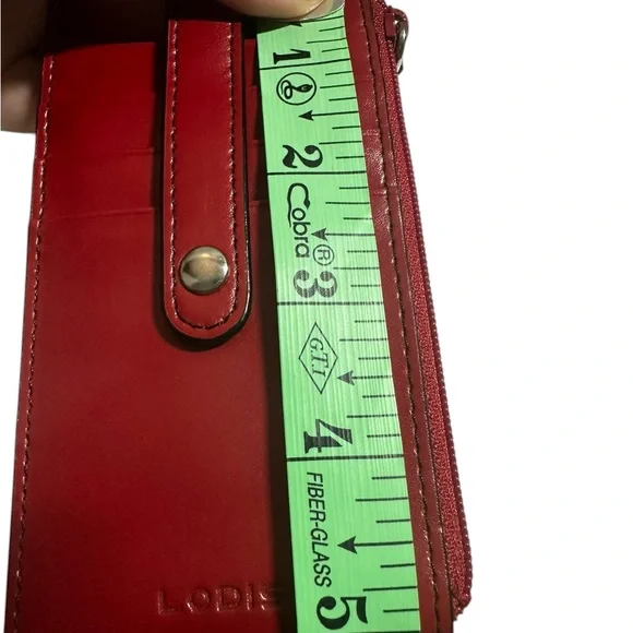 Lodis Audrey Slim RFID 5" Credit Card Case with Zipper Pocket in red. NWOT - Picture 7 of 8